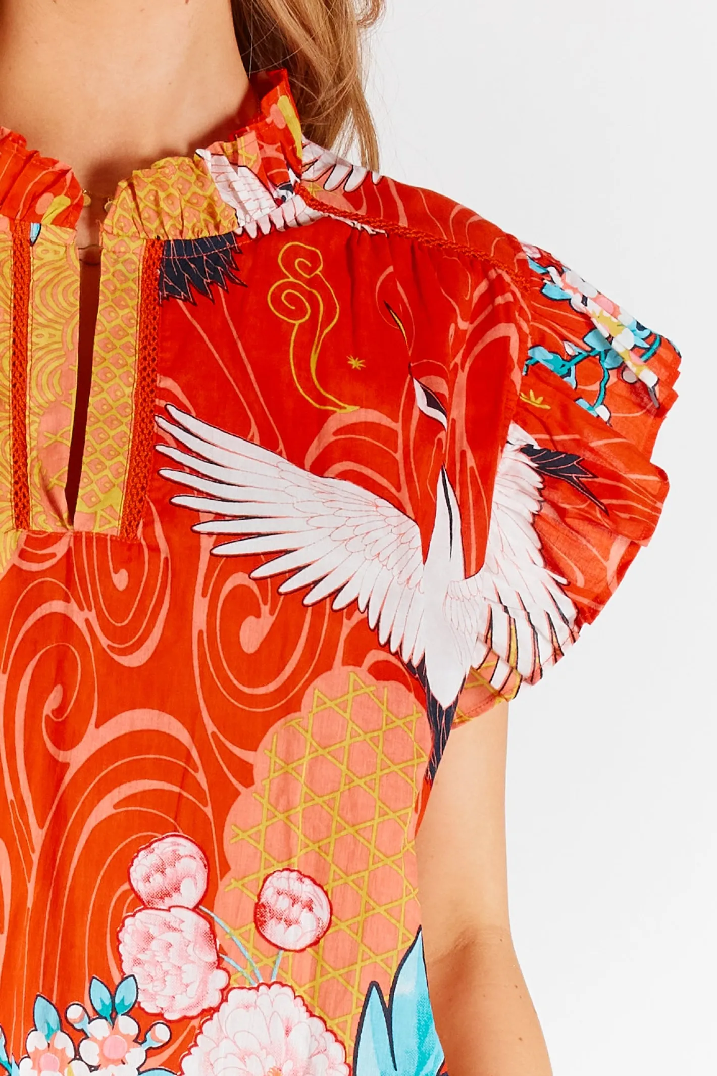 Lula Life Mitzuki Ruffle Top - Red - LL41 Clearance