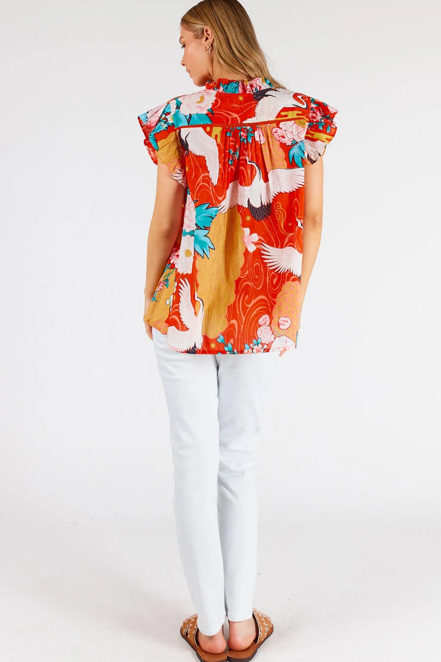 Lula Life Mitzuki Ruffle Top - Red - LL41 Clearance