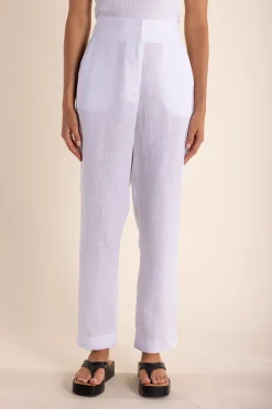 Two-T's Monique Linen Pant - White - TT7 Best