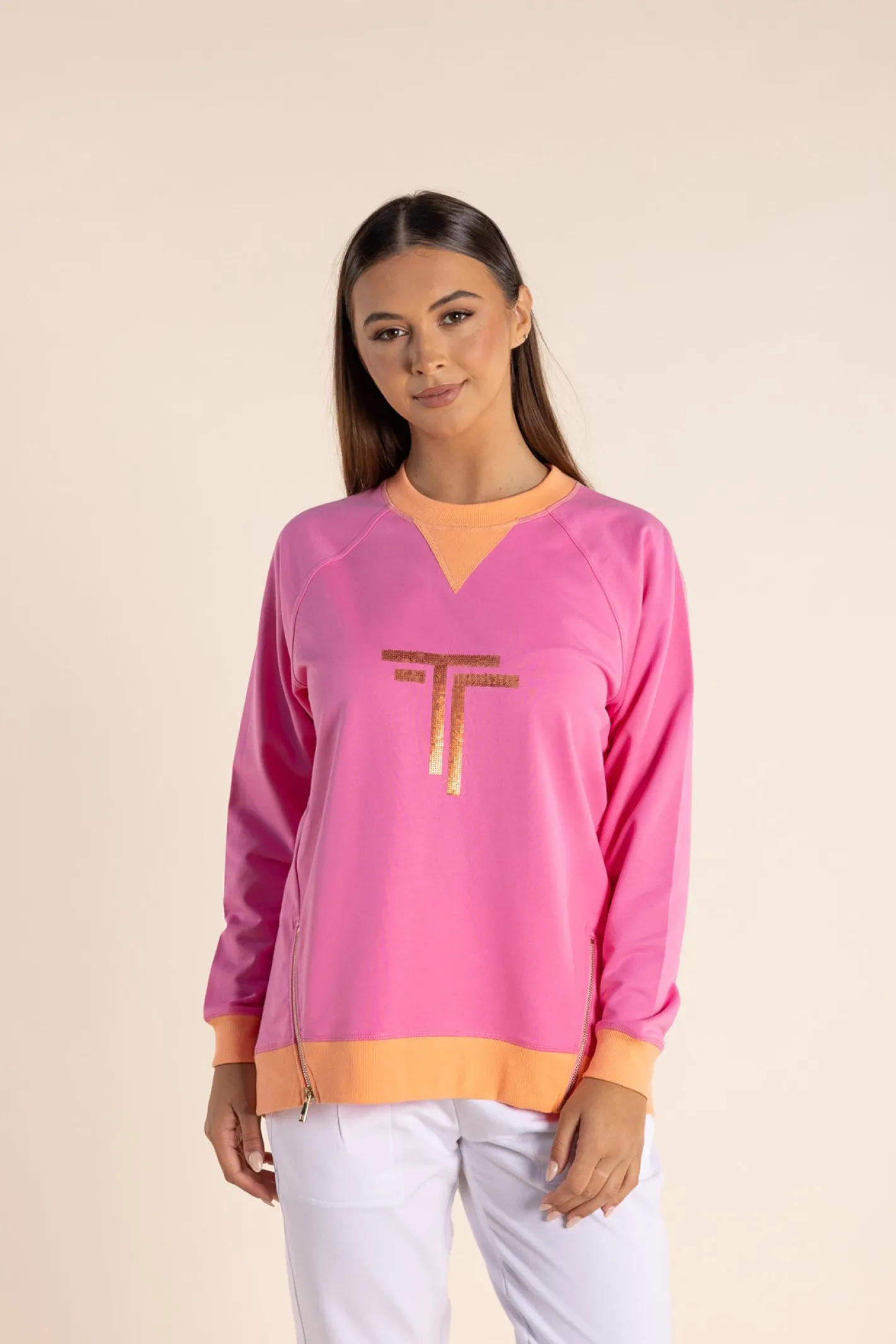 Two-T's Naya Zip Sweat - Fizzy Pink - TT54 Sale