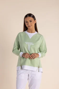Two-T's Naya Zip Sweat - Soft Green- TT54 Clearance