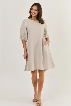Naturals By O & J Neriah Linen Dress - Dune - OJ19 Discount