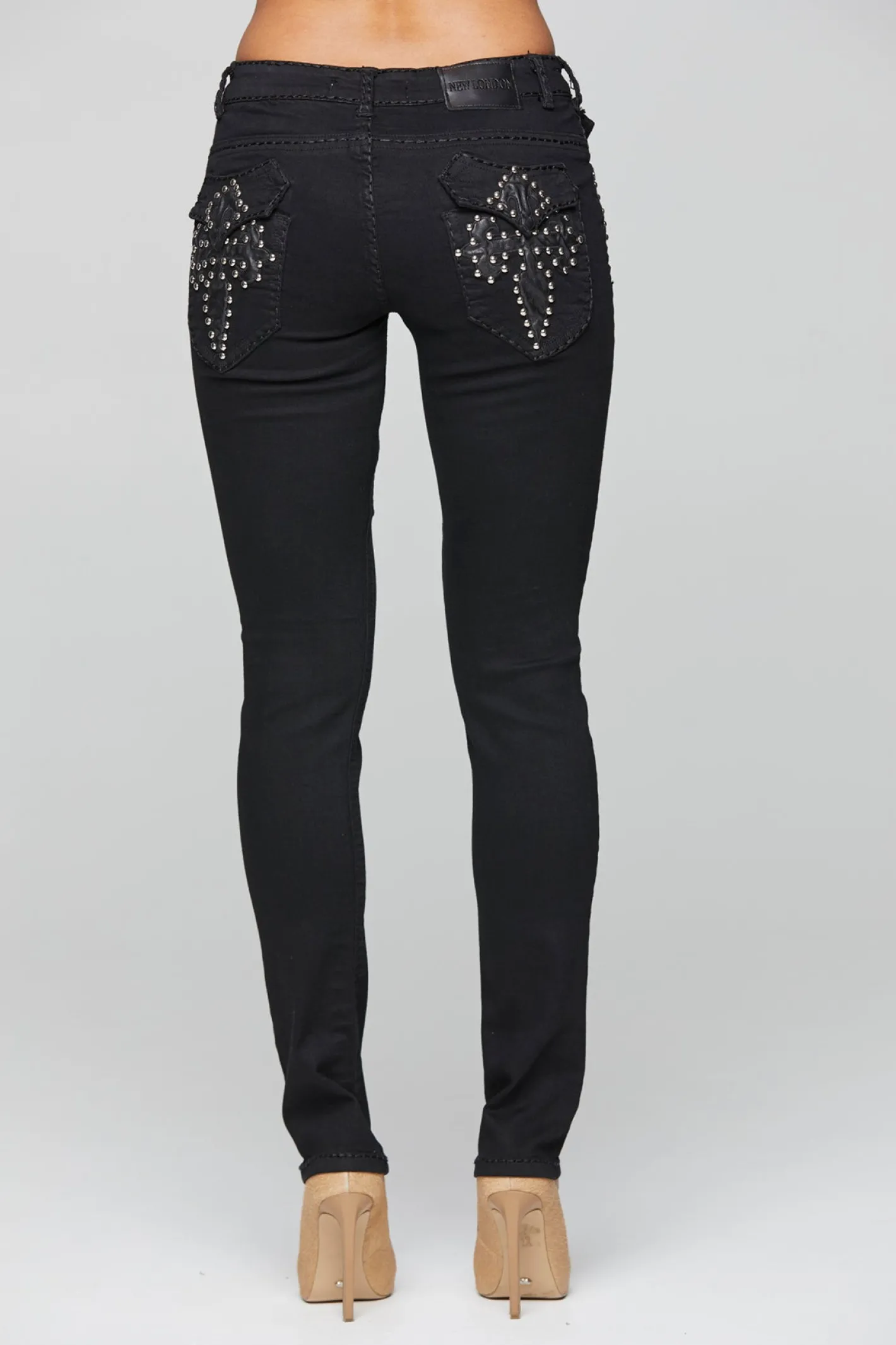 New London Jeans Nottingham Studded Jeans - Black - NLJ13 Discount