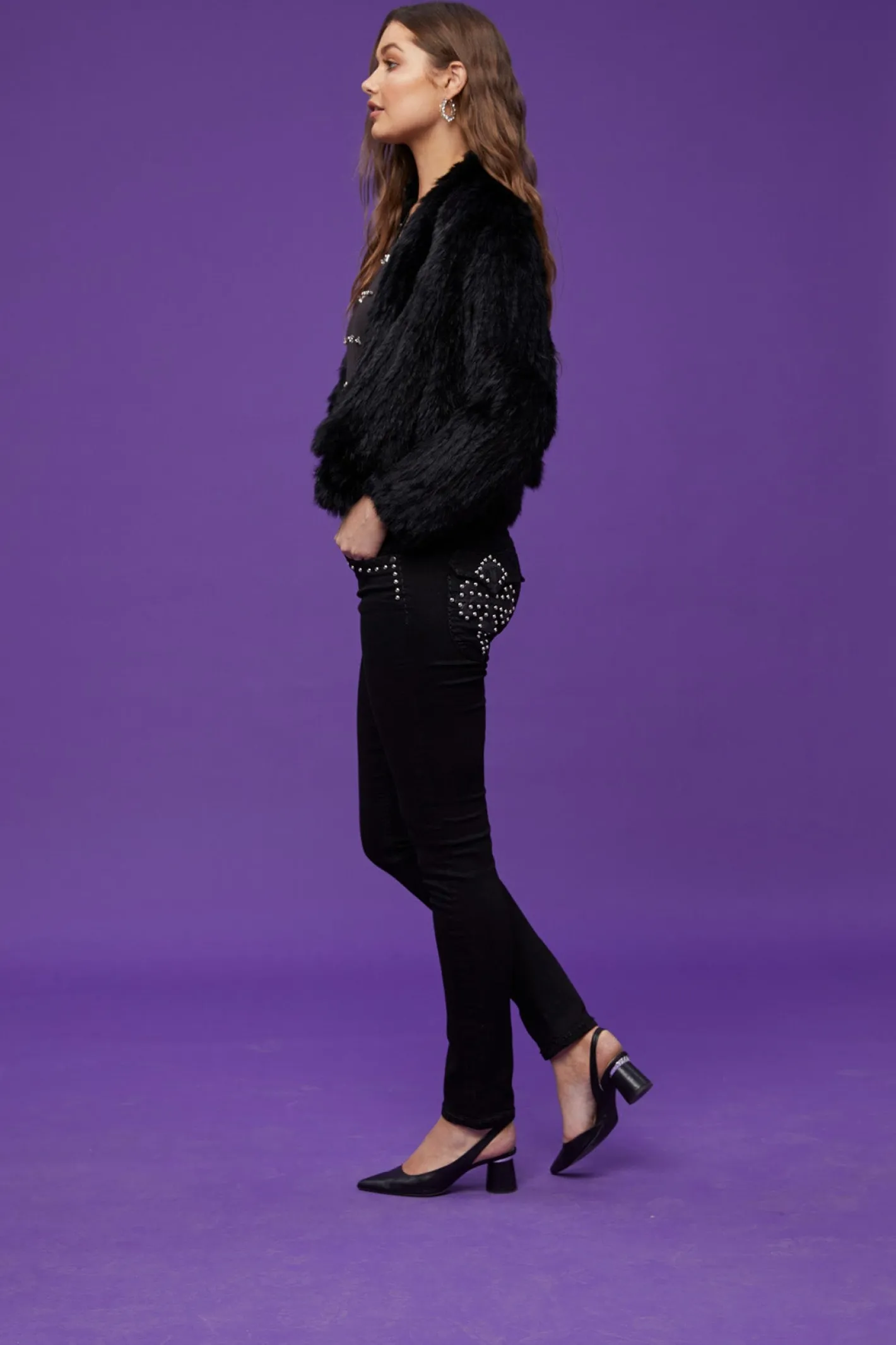 New London Jeans Nottingham Studded Jeans - Black - NLJ13 Discount