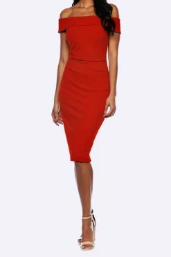 Zaliea Off The Shoulder Cocktail Dress | Fire | Z2 Clearance