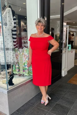 Zaliea Off The Shoulder Cocktail Dress | Fire | Z2 Clearance