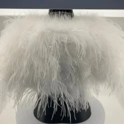 Pizazz Boutique Ostrich Feather Shrug - White - FI2