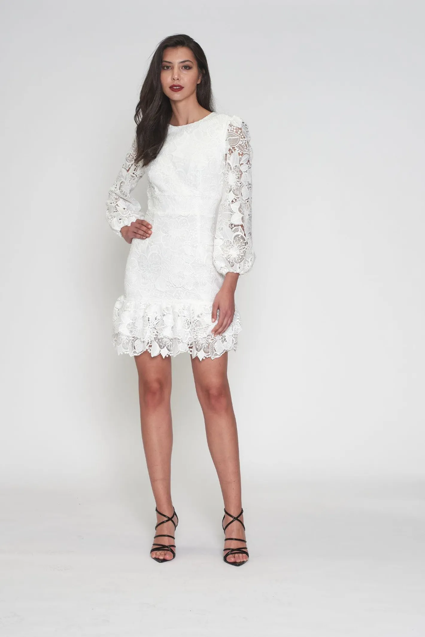 Romance Paris Puff Sleeve Dress - White - ROM43 Best
