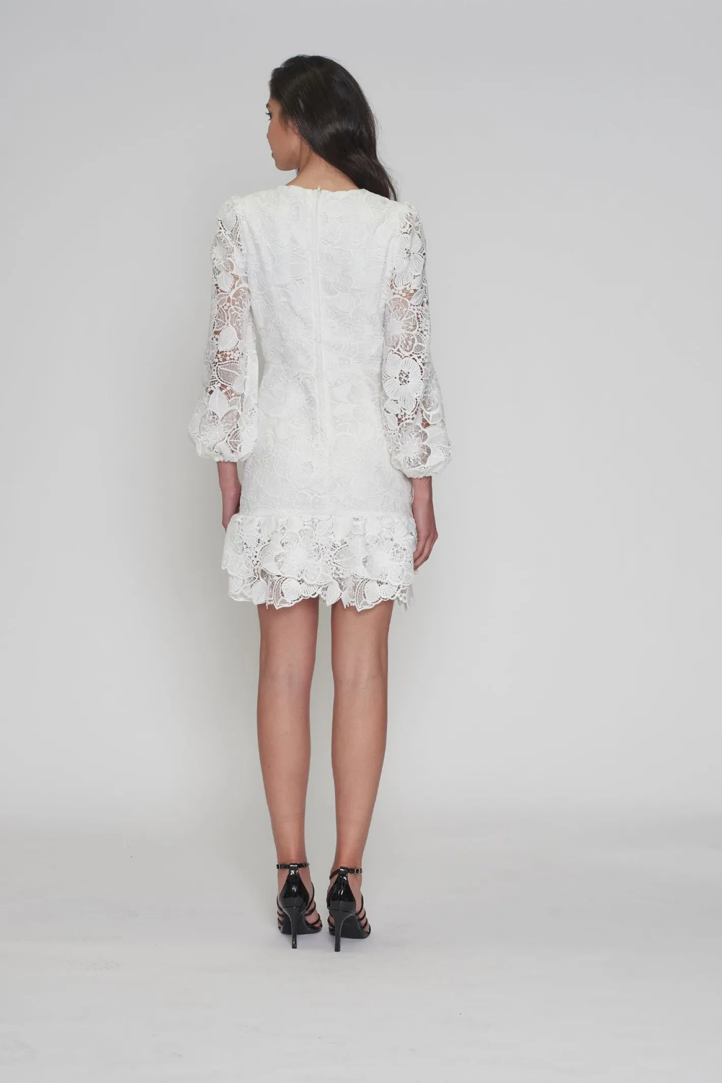 Romance Paris Puff Sleeve Dress - White - ROM43 Best