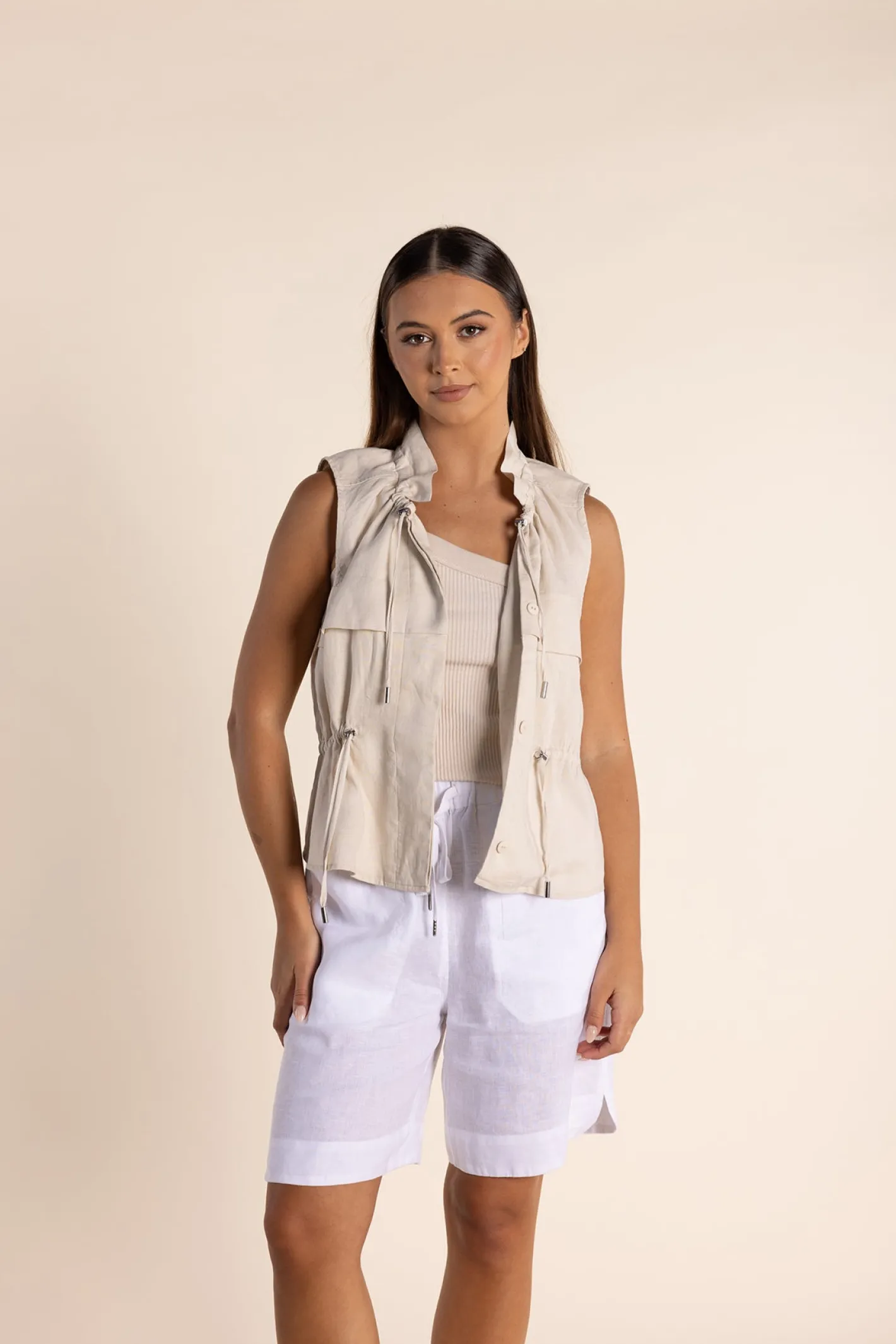 Two-T's Petra Linen Vest - Natural - TT20 Best