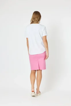 Threadz Portia Denim Skirt - Hot Pink - TZ3 Clearance