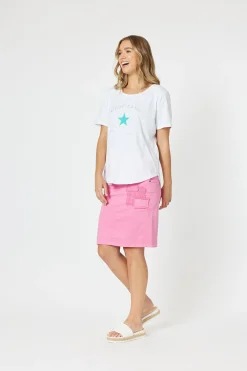 Threadz Portia Denim Skirt - Hot Pink - TZ3 Clearance