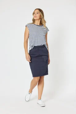 Threadz Portia Denim Skirt - Navy - TZ3 Outlet