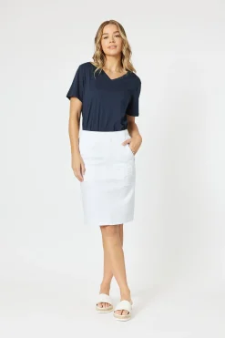 Threadz Portia Denim Skirt - White - TZ3 New