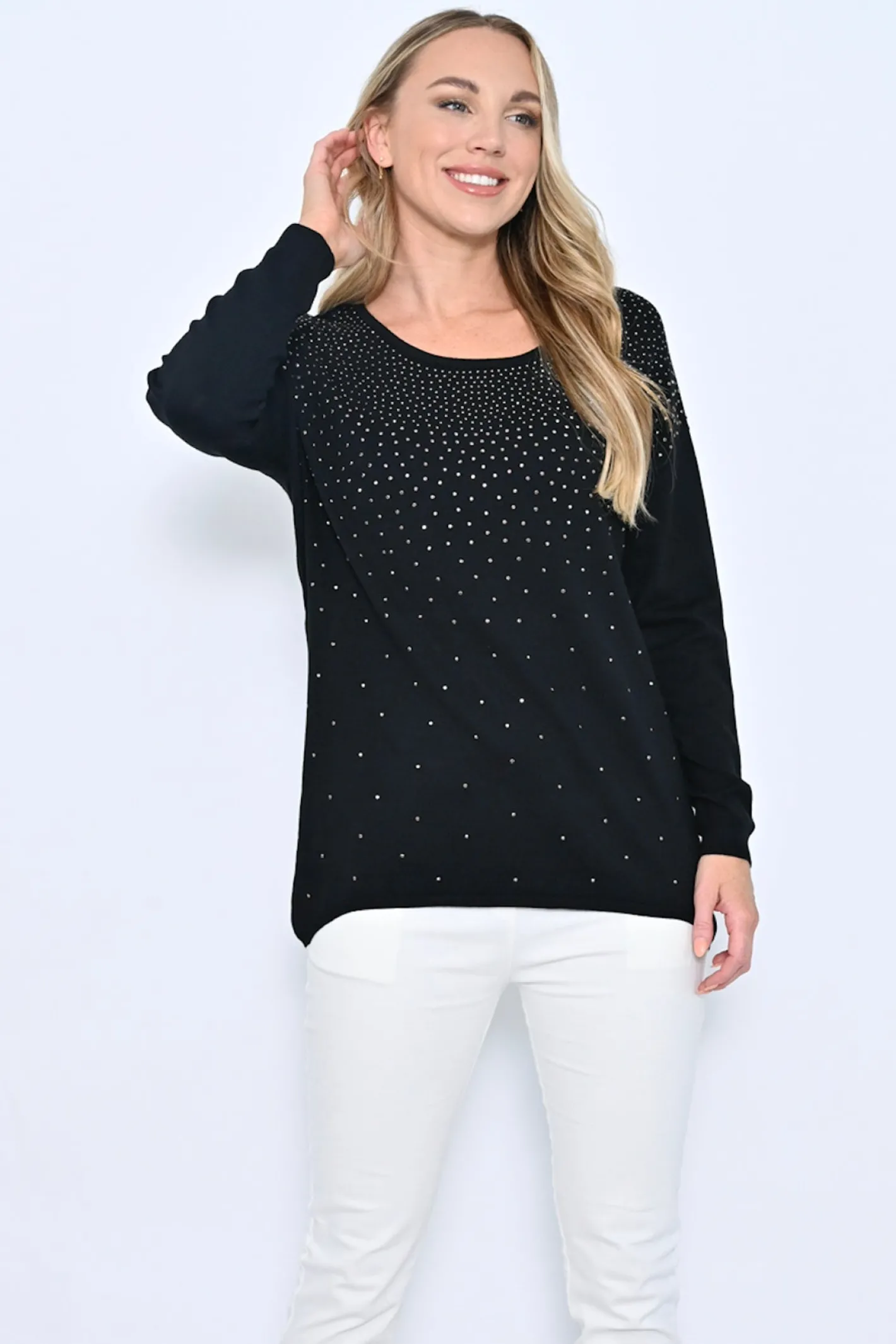 Cali & Co Presley Beaded Knit - Black- CC6 Discount