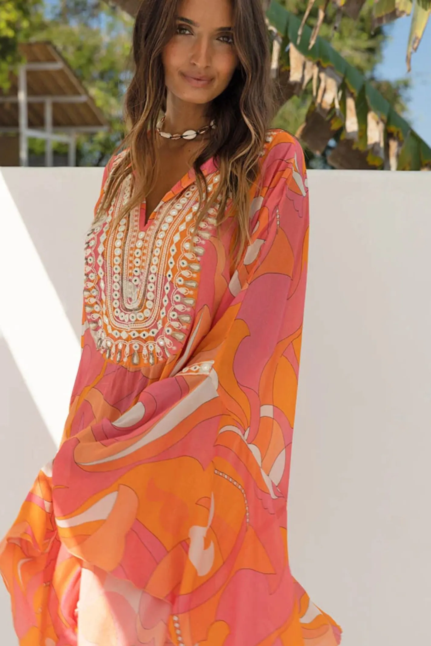 Miss June Rachel Kaftan - Pink Orange - M37 Discount