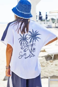 Hammill + Co Resort Beach Shirt - White / Navy - HC2 Best