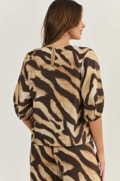 Naturals By O & J Round Neck Linen Top - Wildcat - OJ28 Outlet