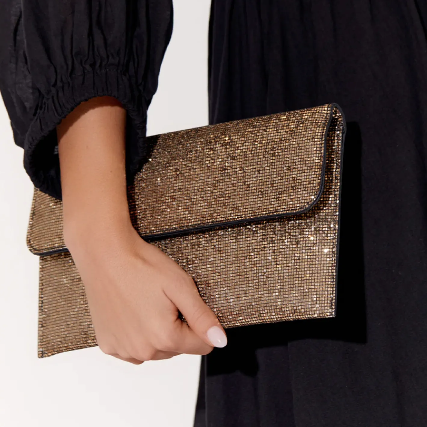 Adorne Ruby Rhinestone Fold Over Clutch - Gold - AD11 Hot
