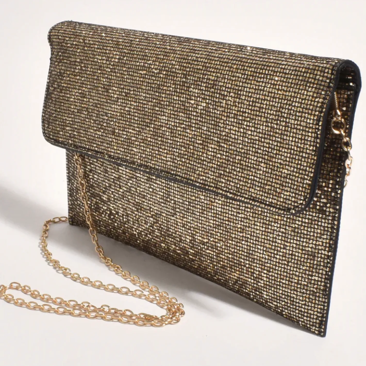 Adorne Ruby Rhinestone Fold Over Clutch - Gold - AD11 Hot
