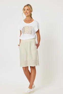 Gordon smith Ruffle Linen Skirt - Natural - GS22 New