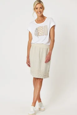 Gordon smith Ruffle Linen Skirt - Natural - GS22 New