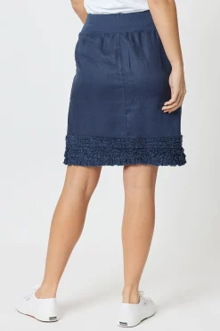 Gordon smith Ruffle Linen Skirt - Navy - GS22 Online
