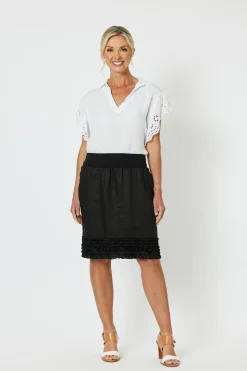 Gordon smith Ruffled Linen Skirt - Black - GS22 Hot