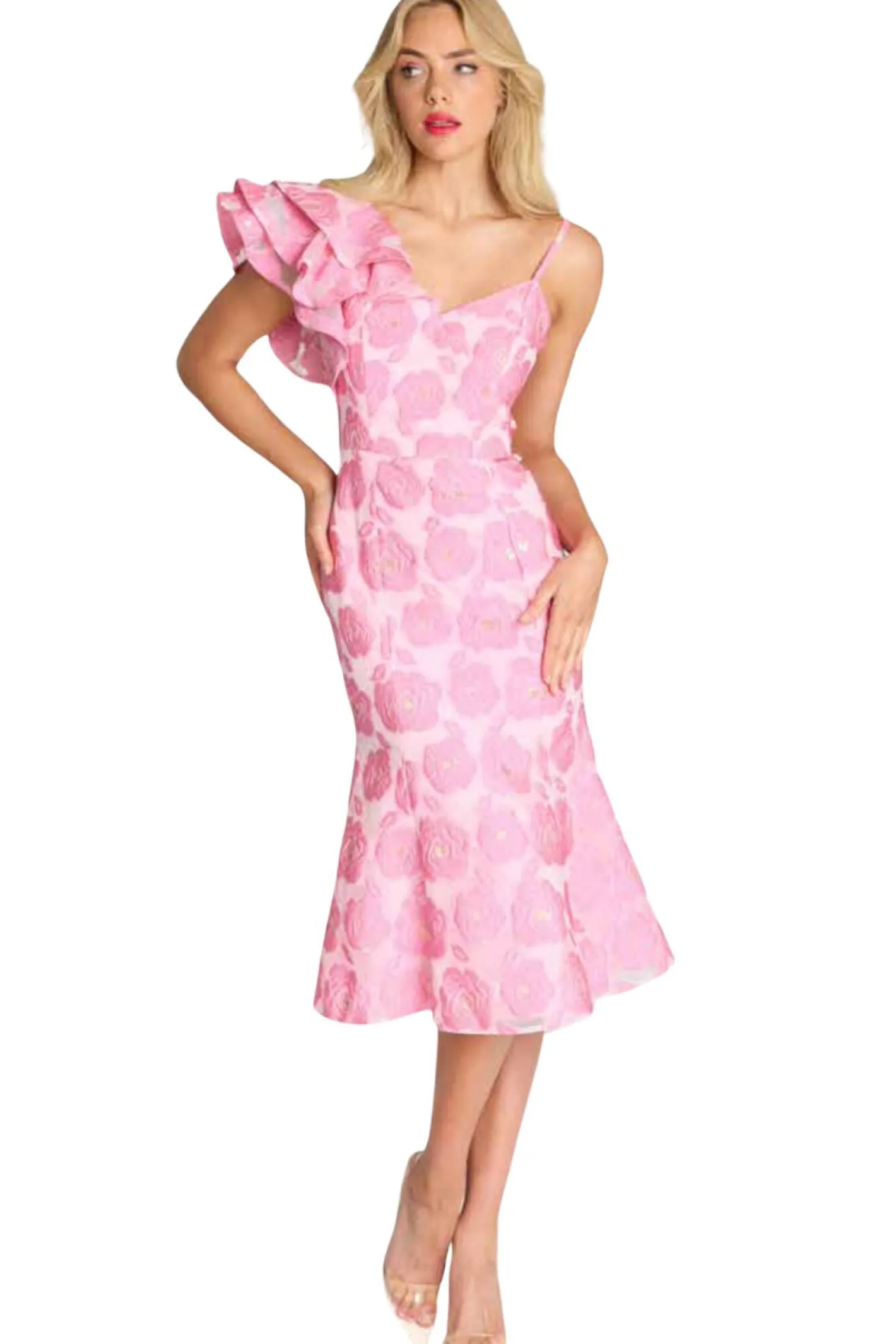 Romance Selena Frill Dress - Pink - ROM2 Online