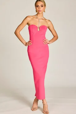 Romance Serena Diamante Dress - Hot Pink - ROM23 New