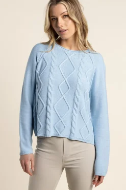 Two-T's Shyla Cable Knit - Ice Blue - TT32 Discount