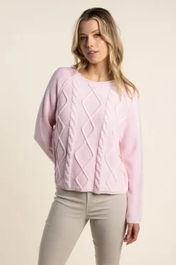 Two-T's Shyla Cable Knit - Pale Pink - TT32 Discount