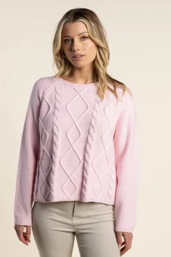 Two-T's Shyla Cable Knit - Pale Pink - TT32 Discount