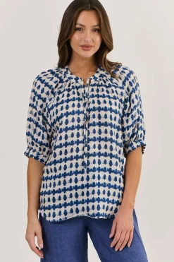 Naturals By O & J Siena Linen Top - Delta Blot - OJ47 Online