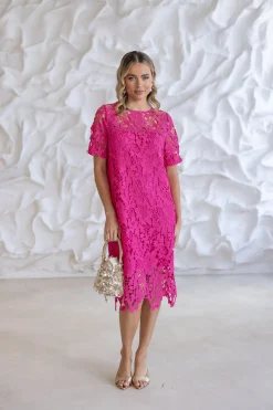 Two-T's Sienna Lace Dress - Raspberry - TT14 New