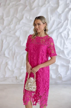 Two-T's Sienna Lace Dress - Raspberry - TT14 New