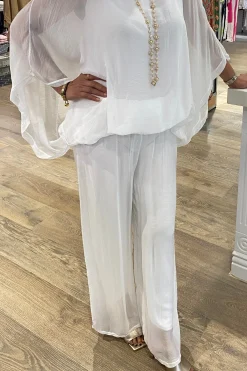 Cindy G Silk Viscose Pants - White - CG17 Best