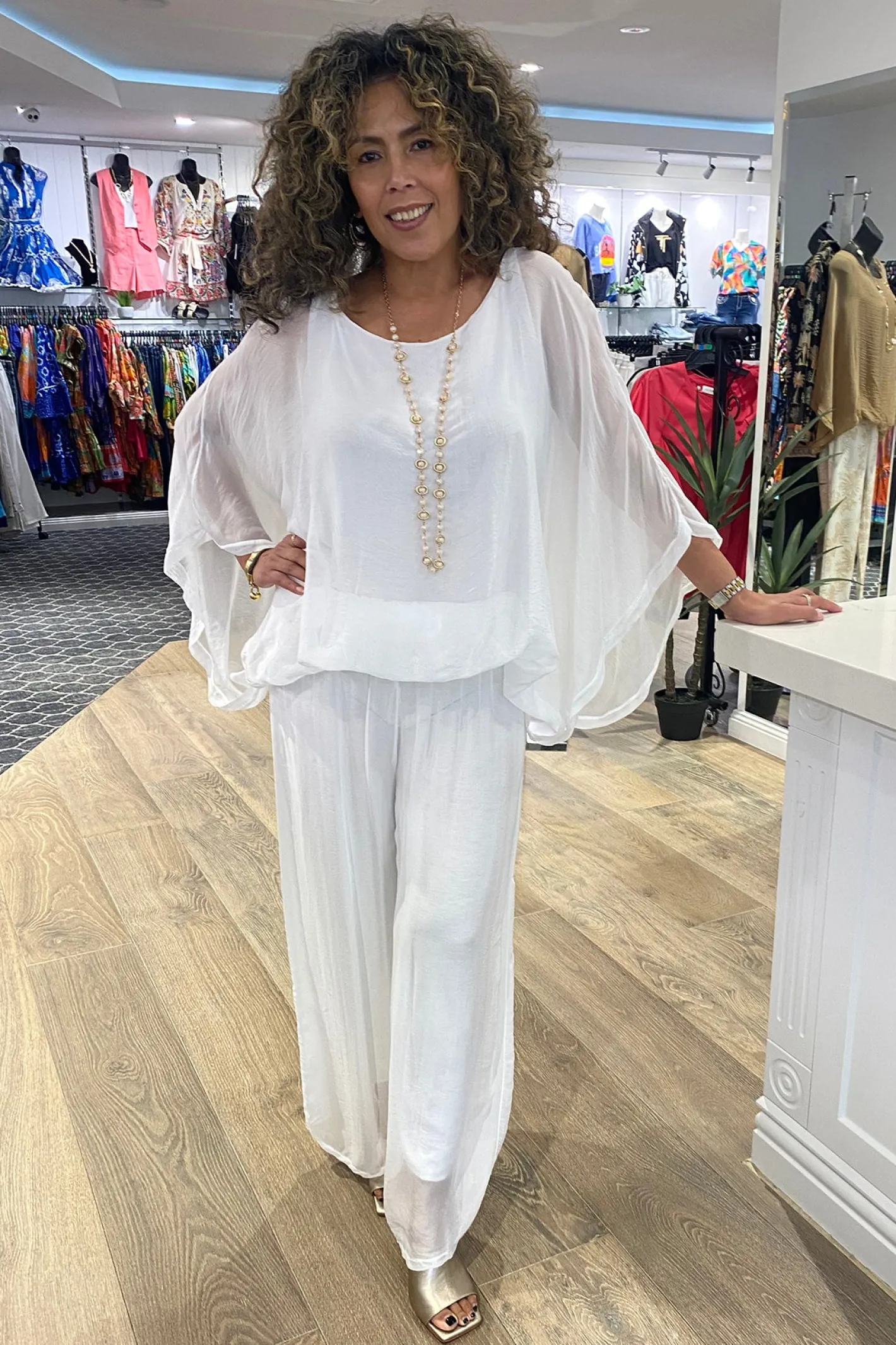 Cindy G Silk Viscose Top - White - CG6 Sale