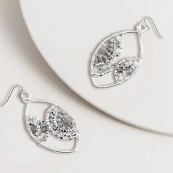 Spice Up Sliver & Grey Bead Teardrop Earrings - SM2 Outlet