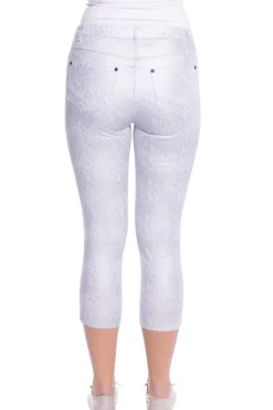 Cafe Latte Snake Foil Capri Jegging - Silver - CL3 New