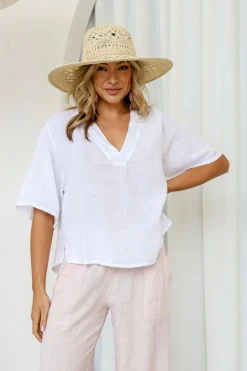 Free Angel Sole Linen Top - White - FA14 Hot