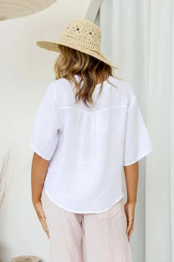 Free Angel Sole Linen Top - White - FA14 Hot