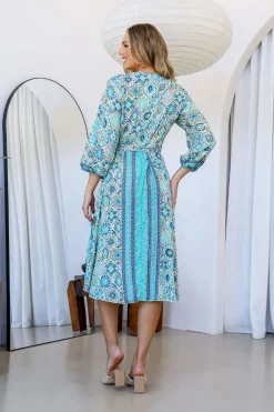 Lily T Sophie Wrap Dress - Aqua - LT2 Discount