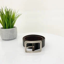 Vanzetti Square Buckle Leather Belt | Chocolate | V1