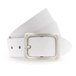 Vanzetti Square Buckle Leather Belt | White | V1 Online