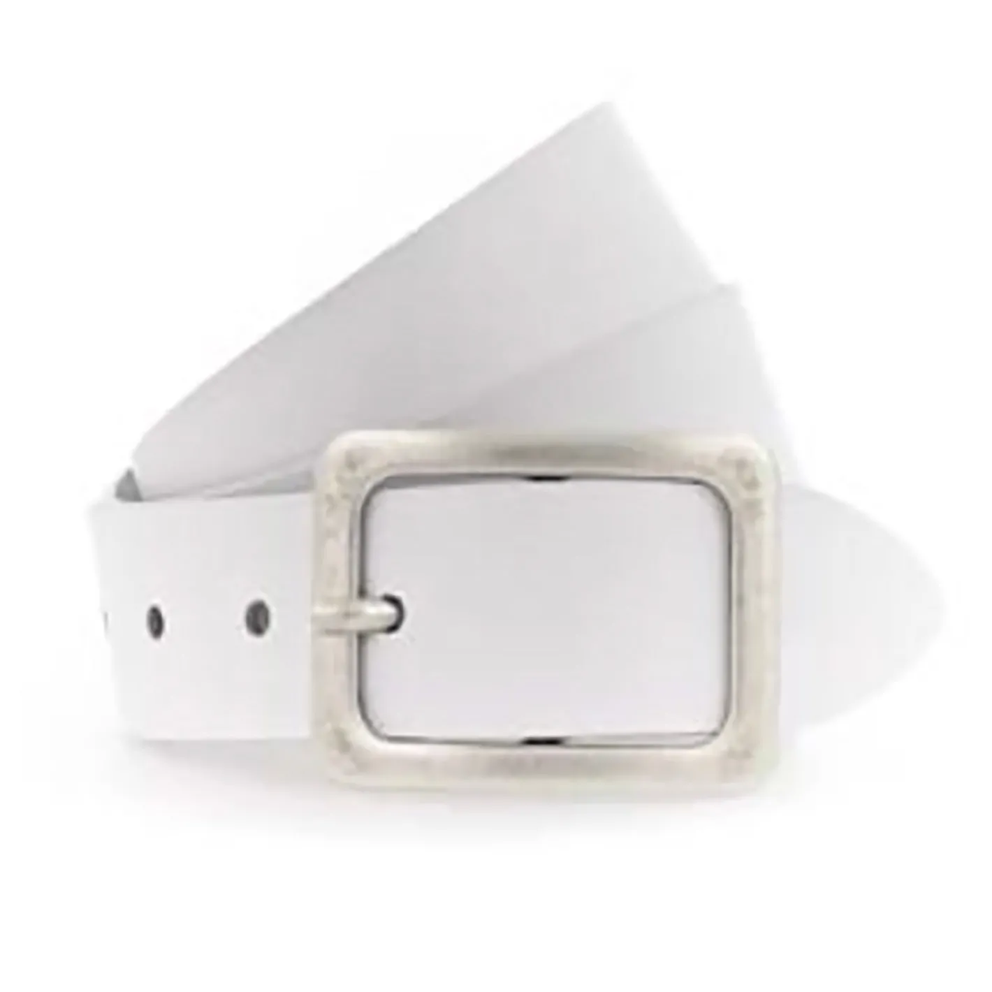 Vanzetti Square Buckle Leather Belt | White | V1 Online