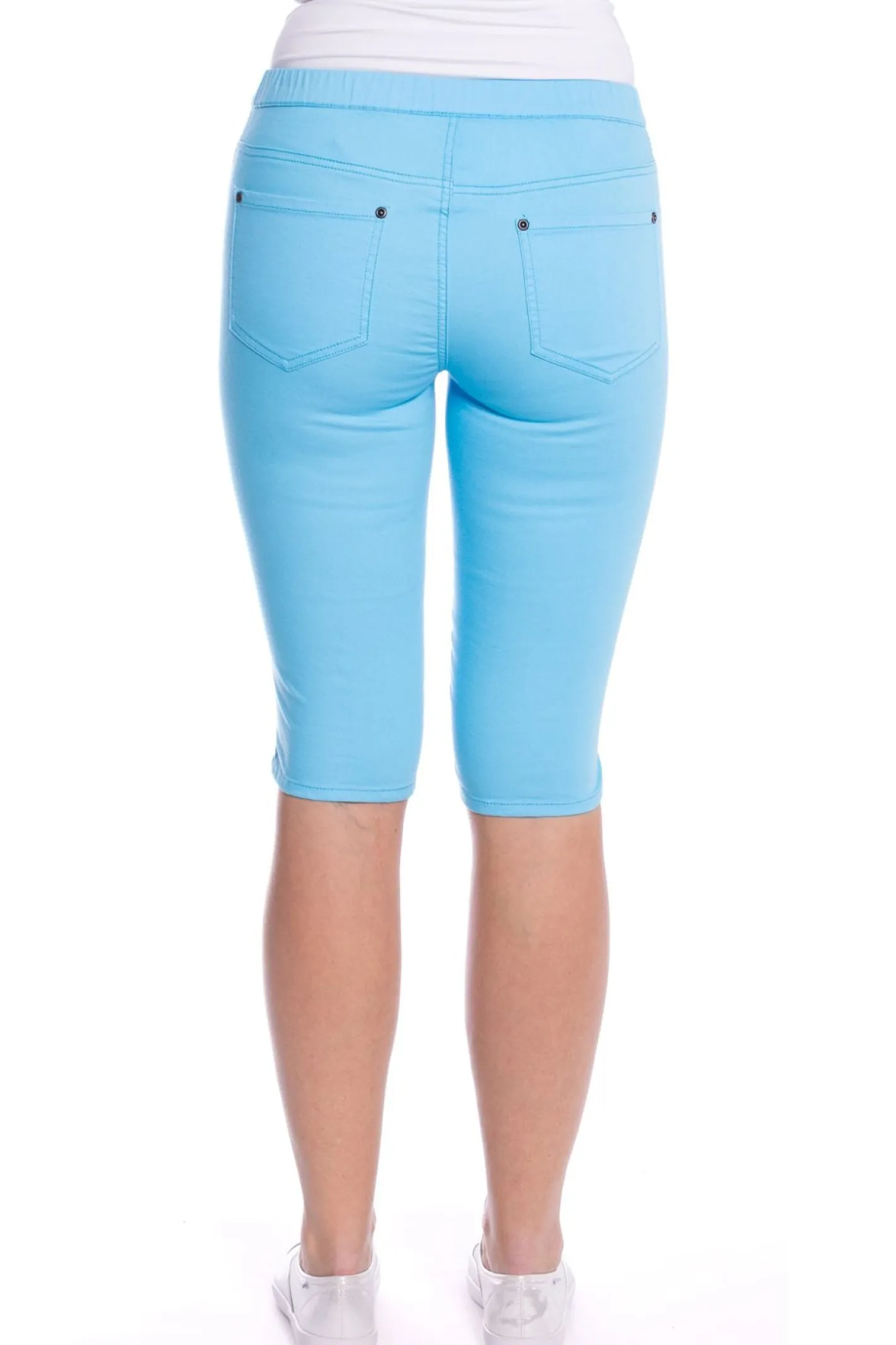 Cafe Latte Stretch Pull On Jean Short - Ocean - CL4 Clearance