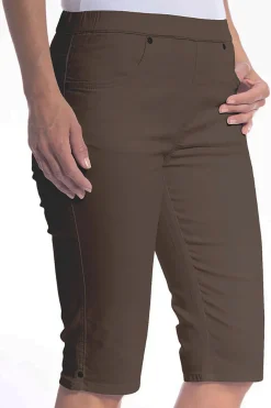 Cafe Latte Stretch Pull On Jean Short - Chocolate - CL4 Hot