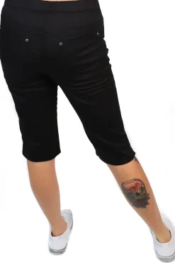 Cafe Latte Stretch Pull On Jean Short - Black - CL4 Discount