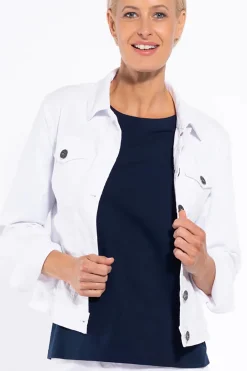 Cafe Latte Stretch White Denim Jacket - CL12 Outlet
